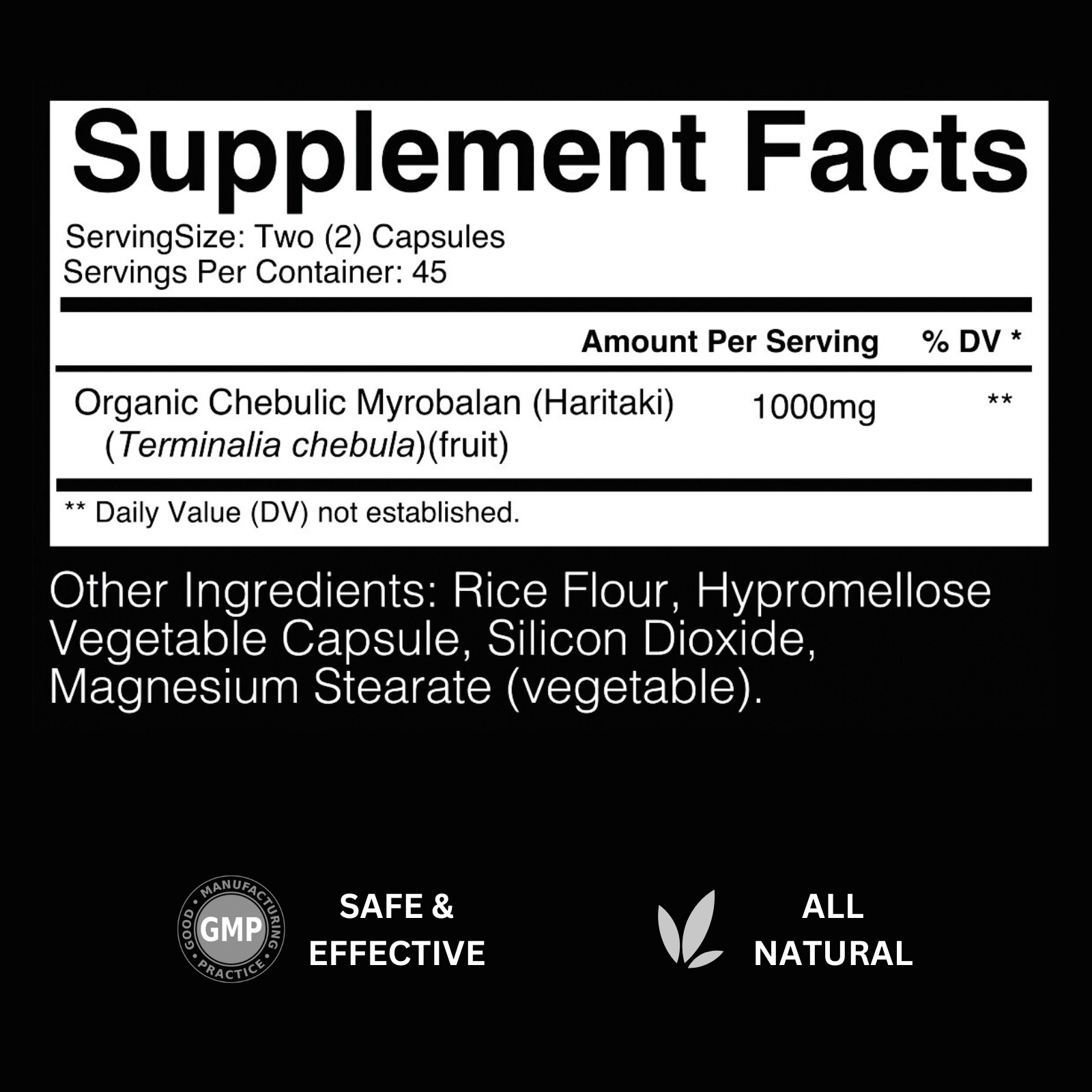 Organic Haritaki Supplements Face Panel Amazon